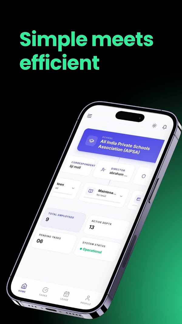 School Administration System app screen